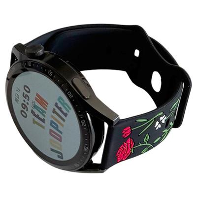 雕刻玫瑰花硅胶双色表带