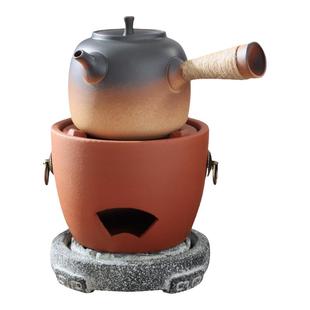 潮汕红泥炭炉户外围炉煮茶炉粗陶侧把家用烧水壶老式风炉复古全套