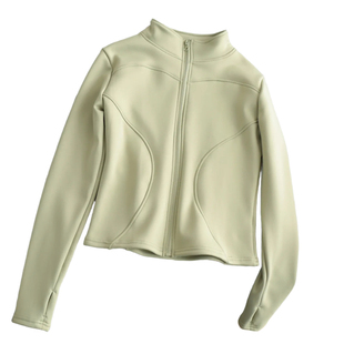 加绒冬季跑步防风运动外套女立领显瘦长袖瑜伽服上衣普拉提健身服