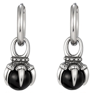 KREAM 钛钢黑玛瑙耳环男嘻哈女同款耳坠欧美潮流耳饰 earring