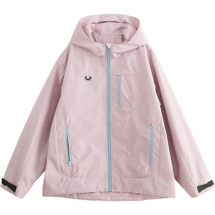 诺诺公主S1N初中生冲锋衣女户外撞色三防大童青少年连帽秋季外套