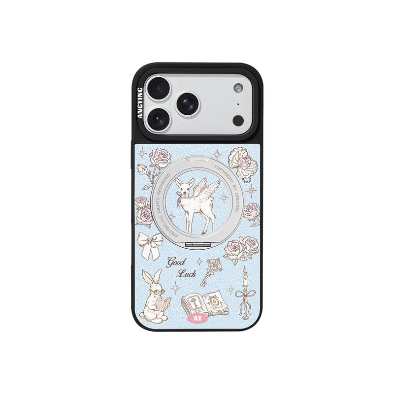 ANGYING × 小鹿拾光适用苹果17promax手机壳新款iphone16pro磁吸带支架ip15支点Yo6网红可爱文艺套高级感女
