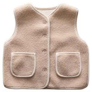 女童保暖加厚羊羔毛马甲儿童宝宝韩版洋气毛毛背心外套深秋冬装新