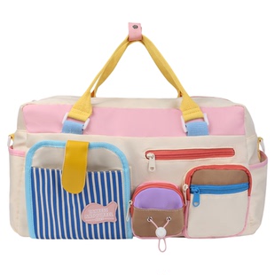 大容量通勤包包女款2025新款时尚撞色单肩包孕妇待产包妈咪母婴包