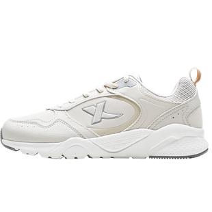 特步女鞋跑步鞋春季新款皮面防水老爹鞋潮流复古小白鞋运动鞋女款