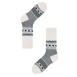 AR袜子女中筒袜秋冬款费尔岛爱心保暖白色显瘦百搭长筒袜子春秋季