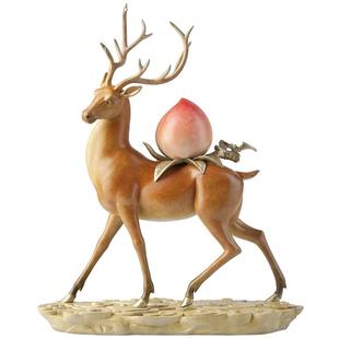 铜师傅《福禄寿进门》客厅桌面铜鹿摆件 家居装饰工艺品