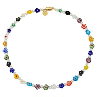 KREAM 原创 黑白彩色小花贝珠项链男嘻哈女潮流欧美串珠锁骨链