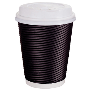 百优翔 瓦楞咖啡杯一次性带盖双层加厚奶茶纸杯商用热饮防烫500个