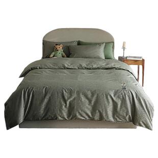 TeenieWeenie小熊轻奢风60支长绒棉刺绣四件套全棉贡缎床单被套罩