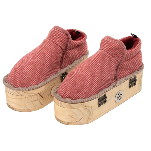 足底艾灸鞋脚部艾草养生理疗盒家用可行走暖脚鞋随身灸实木艾灸盒