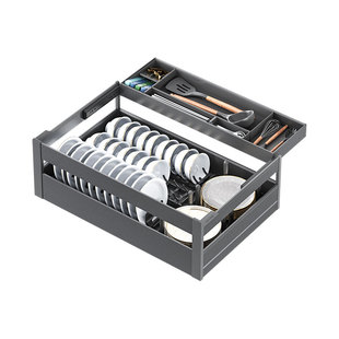 酷太拉篮厨房橱柜碗碟组合篮抽屉式碗碟收纳架厨房收纳设计尚酷抽