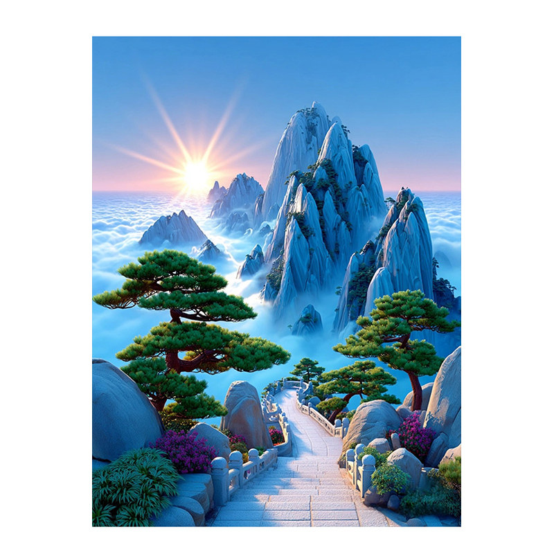 现代山水自粘防水生财客厅玄关贴