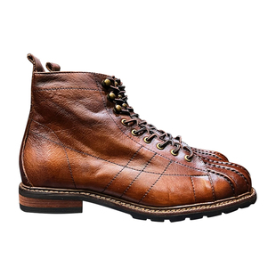 美式复古真皮棕色猎鸭靴高帮英伦植鞣头层牛皮工装鞋男伞兵马丁靴