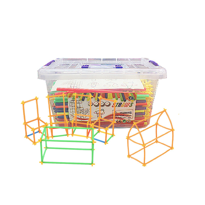 幼儿园小学益智玩具儿童积木拼插4d空间拼搭建构亲子互动吸管积木