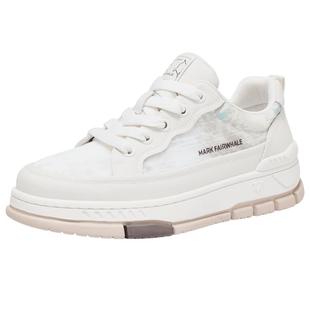 马克华菲男鞋秋季透气厚底小白鞋男2025新款网面休闲运动板鞋男款