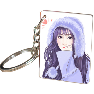 圣诞礼物双面照片钥匙扣挂件定制相片纪念diy定做情侣挂饰妇精致