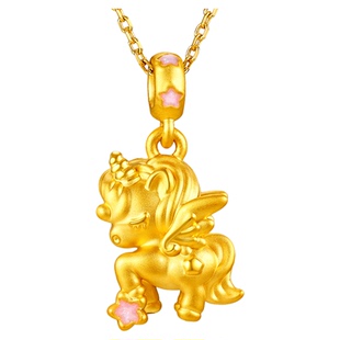 金至尊山海经溯源IP联名天马黄金吊坠新款硬足金吊坠生肖马金挂坠