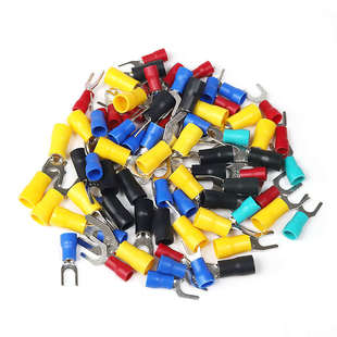 SV预绝缘冷压接线端子电线端头线鼻子线耳叉型Y型黄铜镀锡铜鼻子