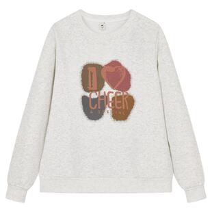 快鱼2025年冬新款经典简约长袖内搭字母加绒上衣圆领miu系卫衣女