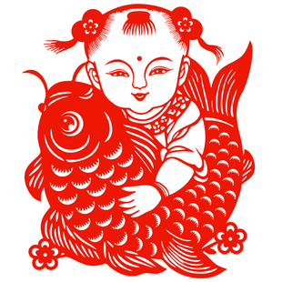 福娃玻璃贴纸鱼窗花年年有余静电贴新年窗贴2026春节马年双面红