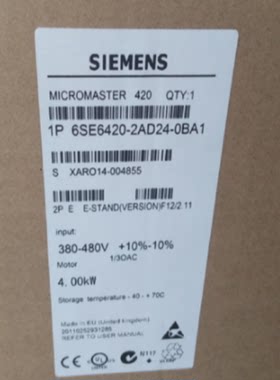 议价6SE6440-2AD24-0BA1西门子440系变频器A级滤波器6SE64402AD24