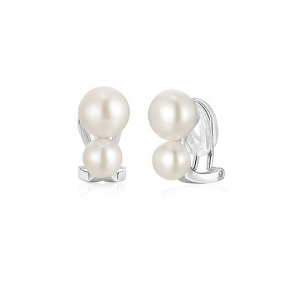 周大生双珠珍珠耳夹女