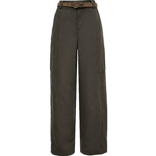 ONLY2025冬季新款弧线剪裁分割高腰显瘦宽松长裤阔腿裤休闲裤女