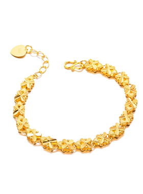 四叶草沙金手链24K镀金不掉色