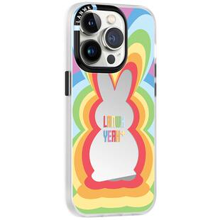 【2件5折】LANWK适用苹果iphone14promax手机壳新款彩虹苹果防摔创意个性13promax女高级感12pro保护套镜中兔