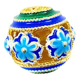 景泰蓝圆珠 DIY手工小花配珠铜烧蓝珐琅隔珠手链手串法蓝饰品配件