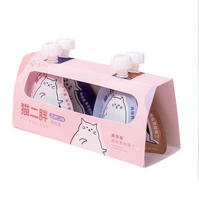 尾巴生活猫二胖吸肉猫酱湿粮