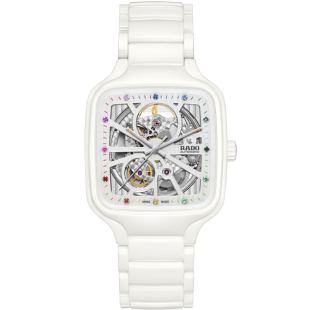 【檀健次同款】Rado瑞士雷达表真我方形彩宝陶瓷机械女款腕表送礼