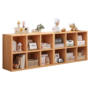 加厚实木书架置物架落地客厅简易组合格子柜幼儿园储物收纳矮书柜