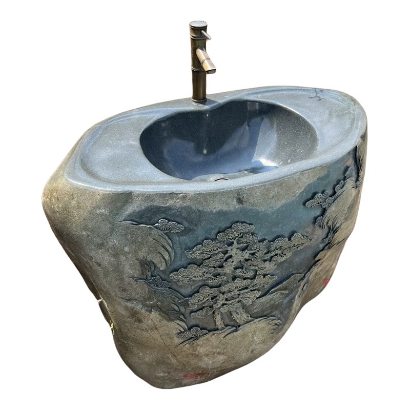 天然复古青石立柱盆庭院洗水池