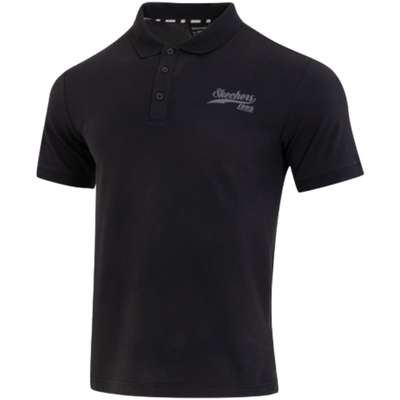 斯凯奇男款冬季新款复古Polo衫透气运动T恤潮流美式针织短袖