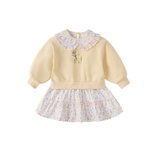 女童春季连衣裙小女孩洋气长袖碎花裙儿童2026春装新款宝宝卫衣裙