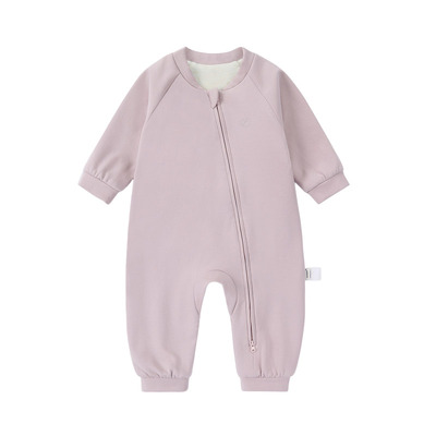 宝宝秋冬蚕丝绒保暖加绒连体衣