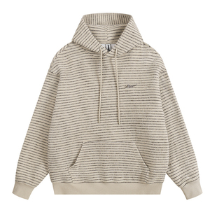 ATRY美式设计感卫衣女春季新款宽松外套小众休闲套头条纹连帽帽衫