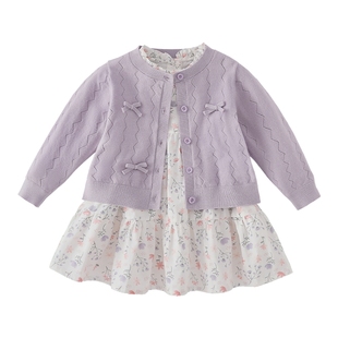 女童连衣裙两件套2026新款纯棉裙子洋气套装女宝儿童春装一衣三穿