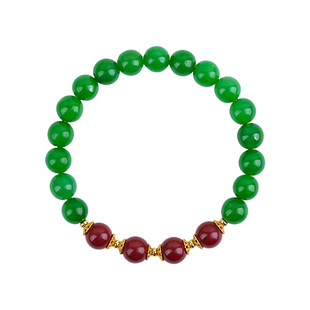 山川心语天然翡翠干青手串喜木补火手链紫金朱砂串珠新年送节礼物