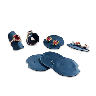 创意圆形卡片戒指展示道具珠宝手饰品陈列托座PU皮塑料戒托绒面架