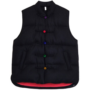 不蔓不枝【和乐】羊毛羽绒马甲坎肩加厚手工麻花一字扣复古百搭冬