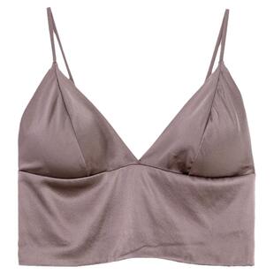 有致真丝吊带背心女带胸垫性感薄款法式三角杯无钢圈桑蚕丝文胸