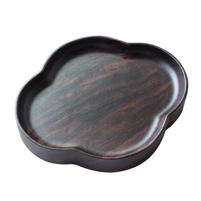 彩集堂 海棠黑檀木壶承 加厚实木茶托干泡台茶承小茶盘茶壶垫底座