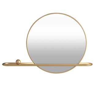 意式轻奢卫生间浴室镜子带置物架挂墙式网红带灯镜卧室壁挂化妆镜