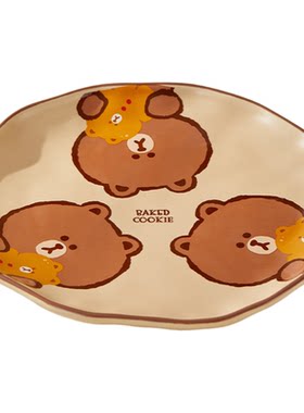 LINE FRIENDS布朗熊盘子家用菜盘烘焙专用餐盘微波炉烤箱专用餐具