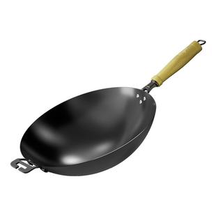 古臻匠炒锅传统铁锅家用不易粘锅老式圆底炒菜锅无涂层燃气灶适用