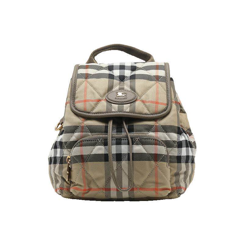 【自营】BURBERRY/博柏利Horseshoe骑士徽标抽绳磁扣双肩包背包饰