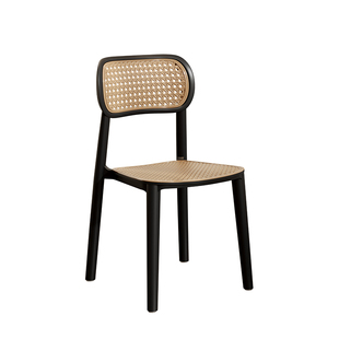 塑料椅子家用轻奢高级靠背椅加厚可叠放结实耐用餐厅仿藤编餐桌椅